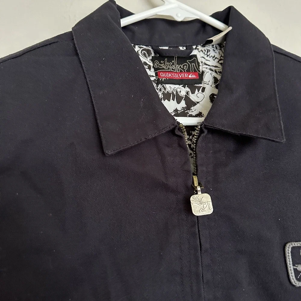 Quicksilver Black Full Zip Jacket Boys M Pockets Polyester Slightly‎ With Tags